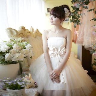 Strapless Bow Evening Dress