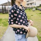 Drawstring-hem Polka-dot Shirt