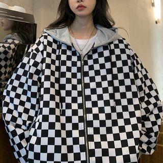 Hood Check Zip Jacket Black & White - One Size