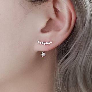 925 Sterling Silver Rhinestone Earring 1 Pair - Tassel - One Size