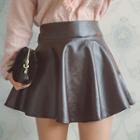 Band-waist Faux-leather Skirt