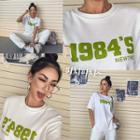 Printed Slit-side Brushed-fleece T-shirt