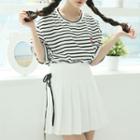 Lace-up Mini Pleat Skirt White - One Size