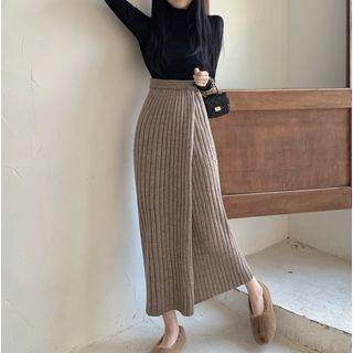 Straight-cut Midi Rib Knit Skirt