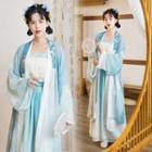 Hanfu Set: Floral Jacket + Top + Maxi Skirt