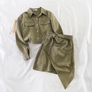 Set: Long-sleeve Blouse + Skirt