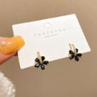Flower Faux Crystal Dangle Earring E4410 - 1 Pr - Gold & Black - One Size