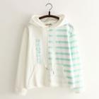 Letter Embroidered Striped Hoodie