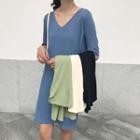 Elbow-sleeve Mini Knit Dress