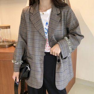 Single-breasted Plaid Blazer Blazer - As Shown In Figure - One Size