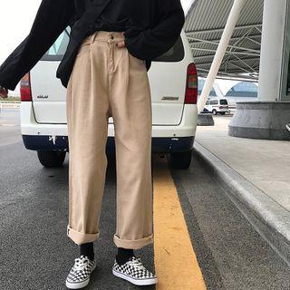 Plain Straight-leg Loose-fit Jeans