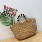 Round-handle Raffia Tote Beige - One Size