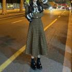 Set: Gingham Cropped Jacket + Midi A-line Skirt