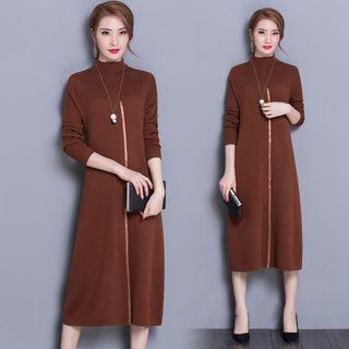 Mock-neck Midi Knit Dress
