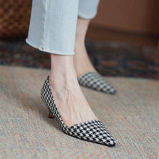 Kitten-heel Houndstooth Pumps