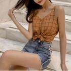 Tie-hem Check Camisole Top