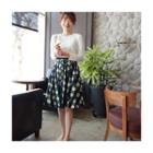 Floral Pattern A-line Midi Skirt