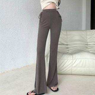 High-waist Drawstring Flare Pants