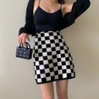 Checker Print Knit Skirt