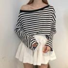 Striped Long-sleeve T-shirt / A-line Skirt
