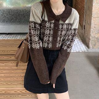 Jacquard Buttoned Knit Jacket