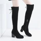 Over-the-knee Chunky-heel Genuine Suede Boots