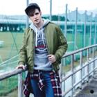 Zip-front Padded Bomber Jacket