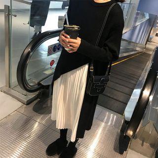 Set: Accordion Pleat Tank Top + Asymmetrical Knit Dress