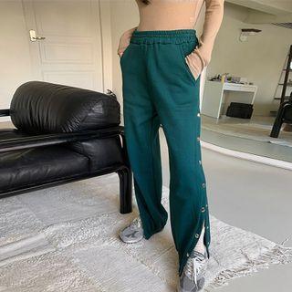Snap-button Napped Jogger Pants