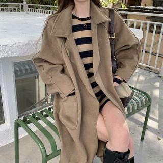 Oversize Lapel Pocket Woolen Jacket