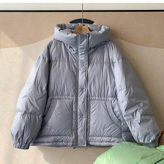 Zip-up Hooded Down Jacket