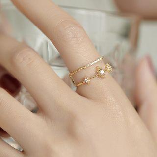 Star Rhinestone Layered Open Ring Gold - One Size