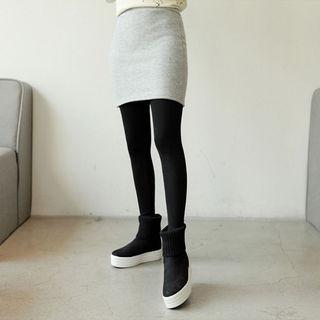 Inset Fleece Mini Skirt Leggings