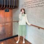 Long-sleeve Midi A-line Dress / Cardigan