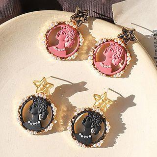 Alloy Star Embossed Disc Dangle Earring
