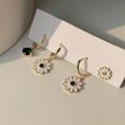 Set Of 4: Flower Hoop Earring Set Of 4 - Stud Earring - One Size