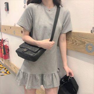 Drawstring-waist Short-sleeve A-line Dress