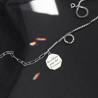 925 Sterling Silver Lettering Pendant Necklace 1 Pc - Lettering Disc - Silver - One Size