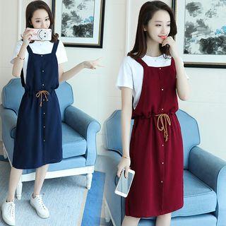 Set: Short-sleeve T-shirt + Midi Jumper Dress