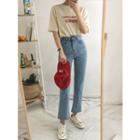 Asymmetric-waist Straight-cut Jeans