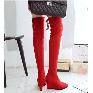 Pointed Hidden Wedge Over-the-knee Boots