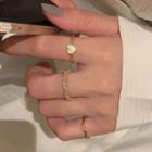 Set Of 3: Rhinestone Alloy Ring Set Of 3 - Gold - One Size