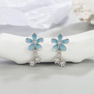 Flower Rhinestone Alloy Earring 1 Pair - Earrings - Daisy - Ash Blue - One Size