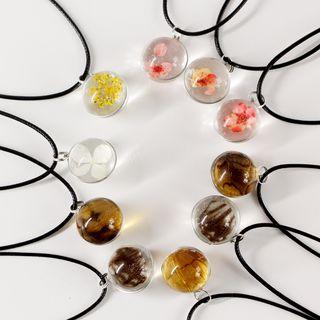 Flower Faux Crystal Ball Necklace