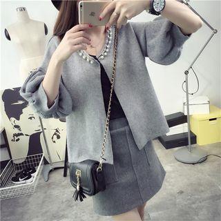 Faux Pearl Elbow Sleeve Cardigan