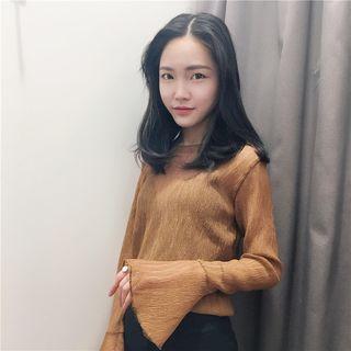 Bell-sleeve Crinkle Top