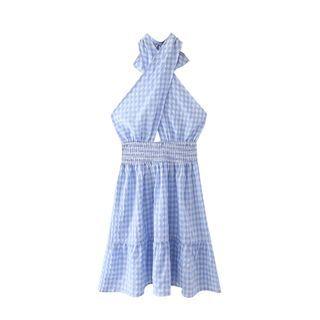 Halter Gingham A-line Dress