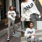 Round-neck Letter Print Knit Top