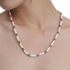 Faux Gemstone Necklace White & Gold - One Size