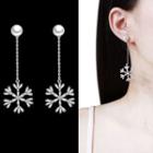 Faux Pearl Snowflake Dangle Earring 1 Pair - Sterling Silver Stud - Silver - One Size